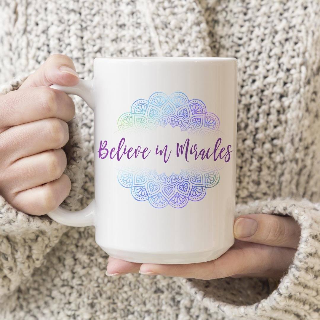 Believe In Miracles Mandala Print 15oz. Large Coffee Mug