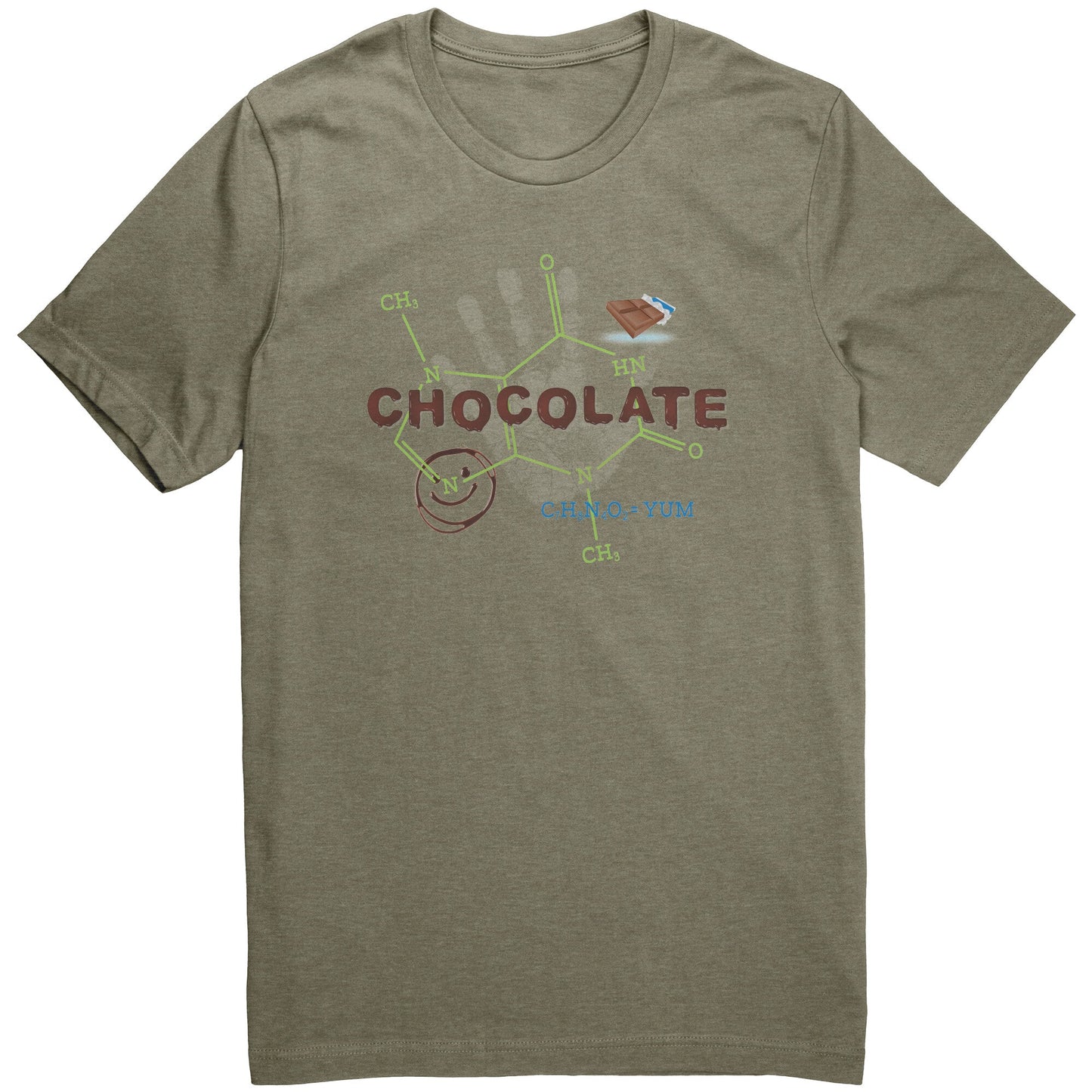 Chocolate Molecule for Chocolate Lovers • Unisex T-Shirt Apparel teelaunch Heather Olive XS 