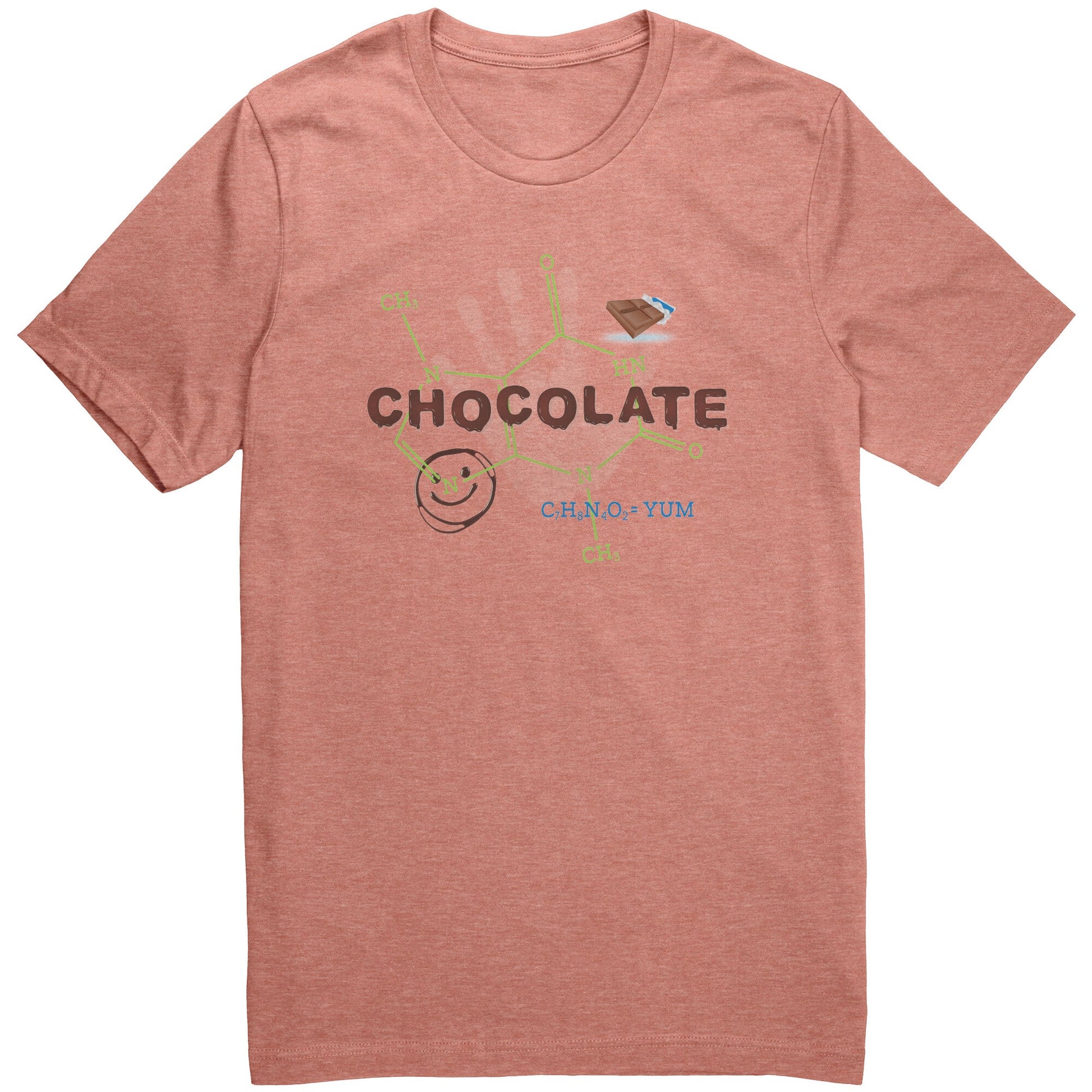 Chocolate Molecule for Chocolate Lovers • Unisex T-Shirt Apparel teelaunch Heather Sunset XS 