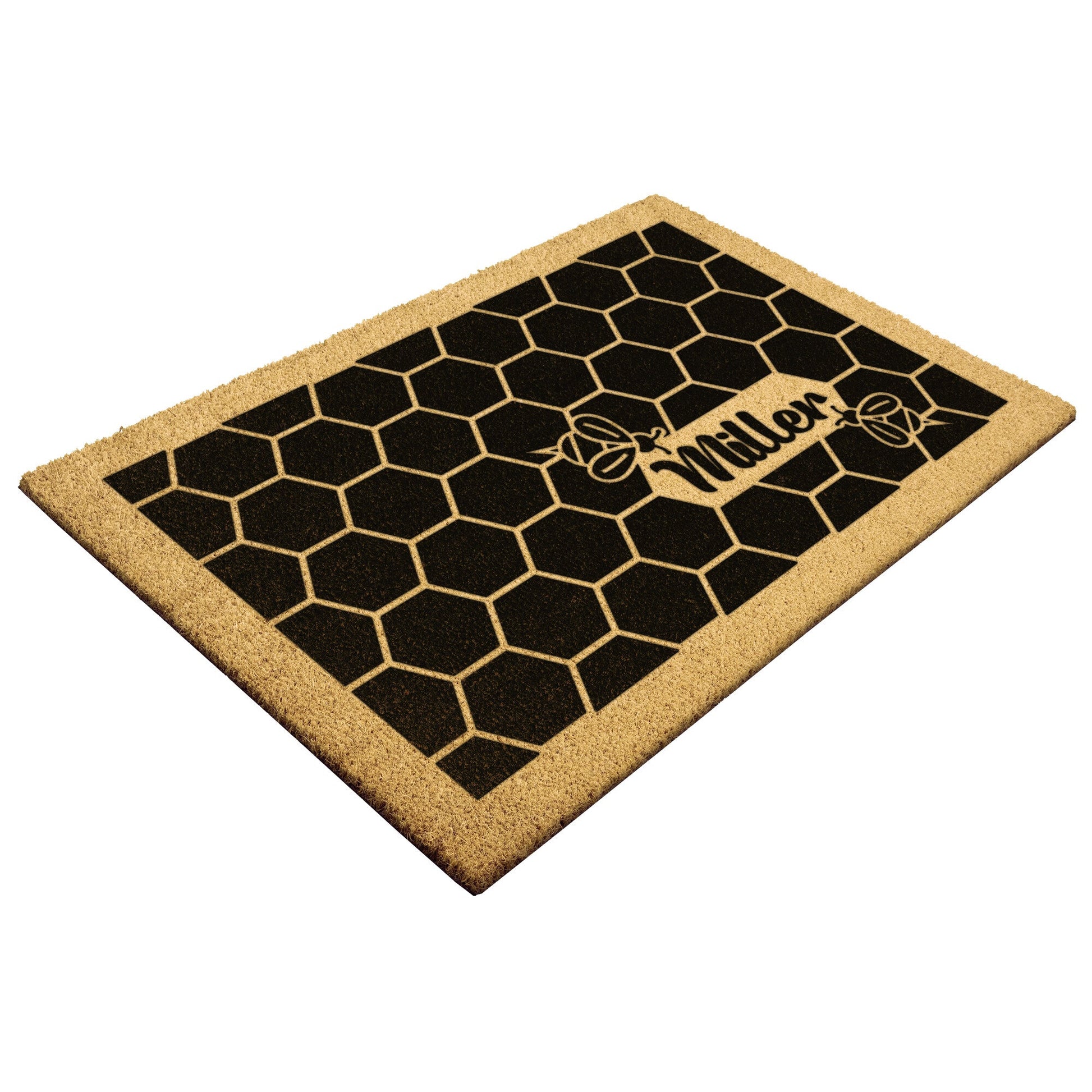 Coir Honey Bee Door Mat | Welcome Spring Doormat | Personalized Welcome Mat | Customized Front Door Home Goods teelaunch 