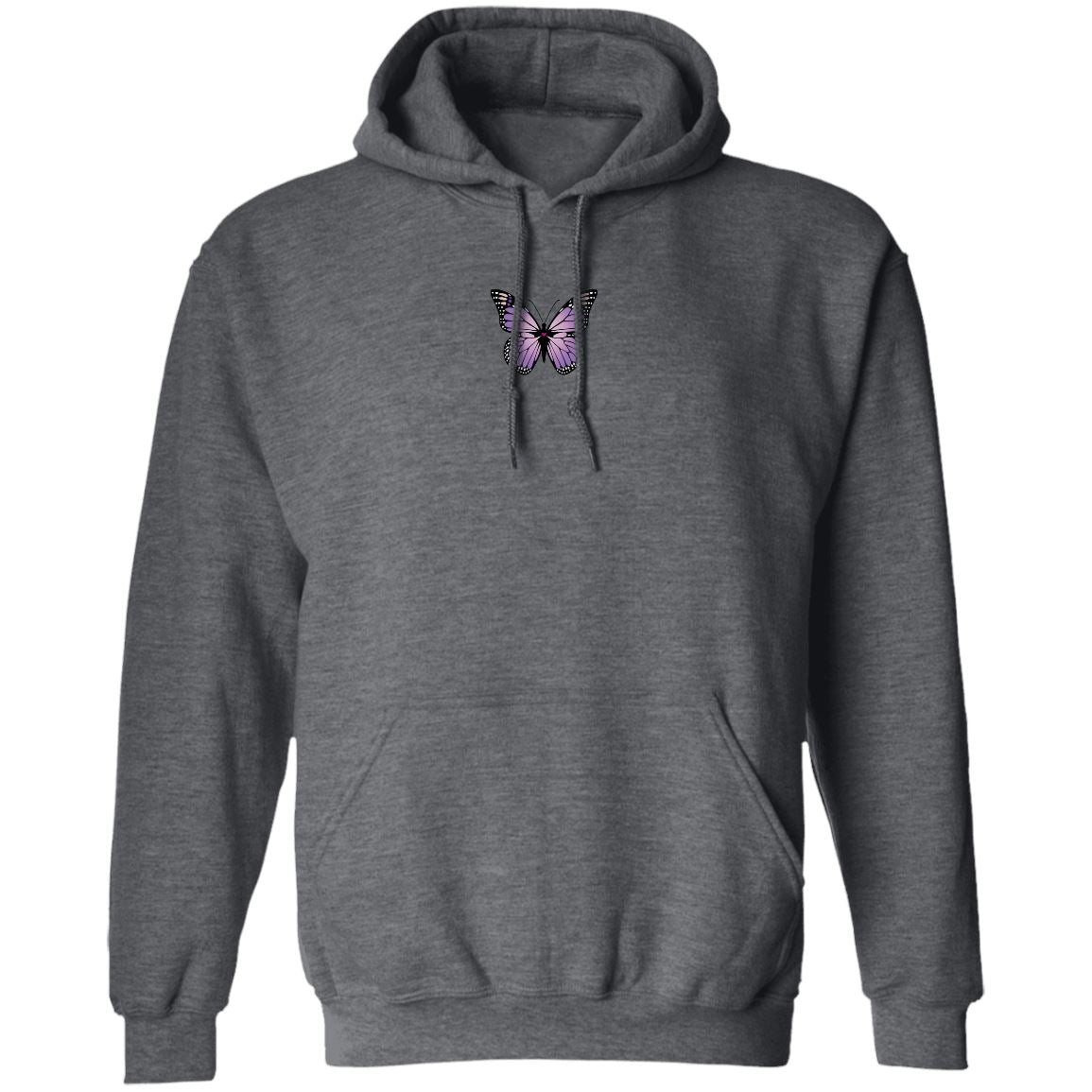 Lavender Butterfly Mental Health Sweatshirt Sweatshirts CustomCat Dark Heather S 