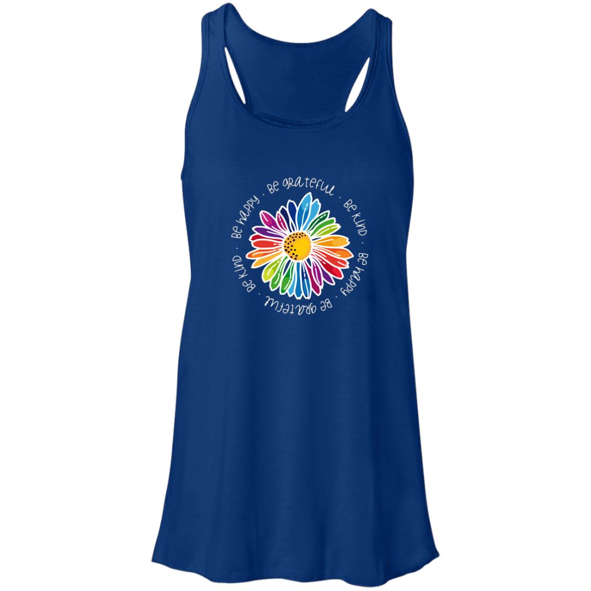 Gail's Rainbow Kindness Daisy • Flowy Tank T-Shirts CustomCat True Royal X-Small 