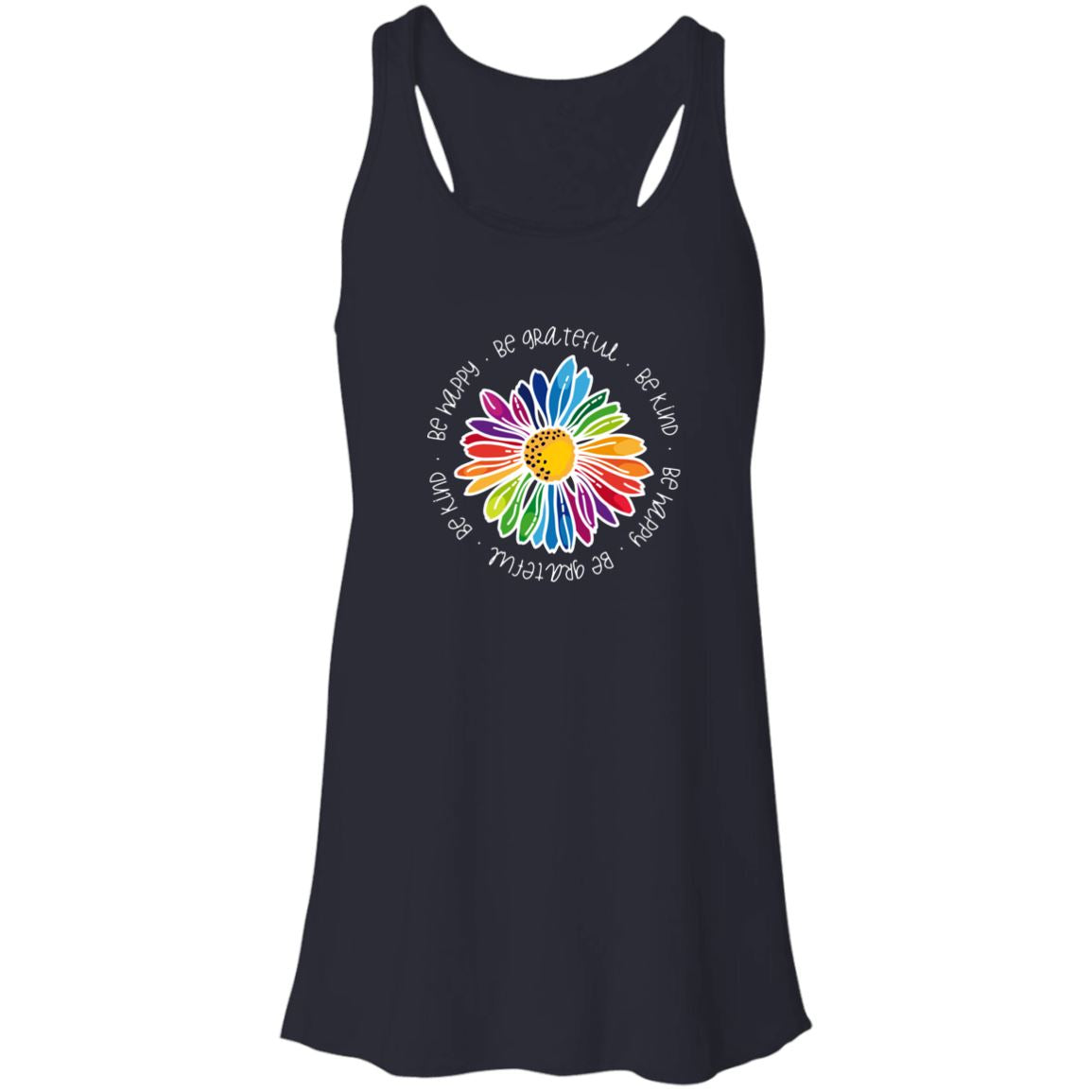 Gail's Rainbow Kindness Daisy • Flowy Tank T-Shirts CustomCat Midnight X-Small 