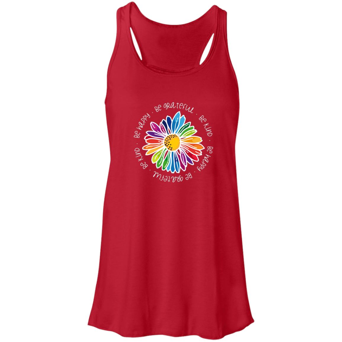 Gail's Rainbow Kindness Daisy • Flowy Tank T-Shirts CustomCat Red X-Small 