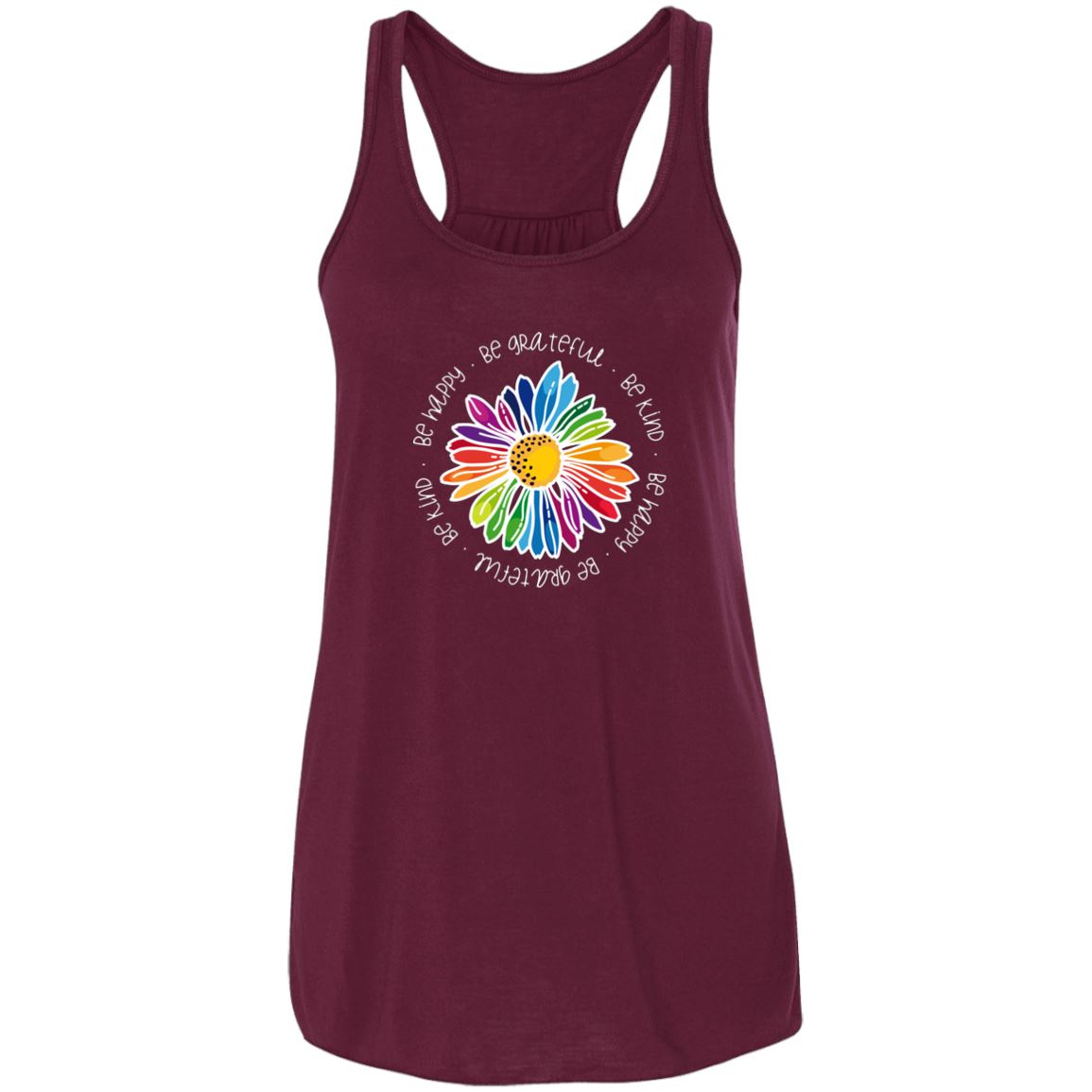 Gail's Rainbow Kindness Daisy • Flowy Tank T-Shirts CustomCat Maroon X-Small 