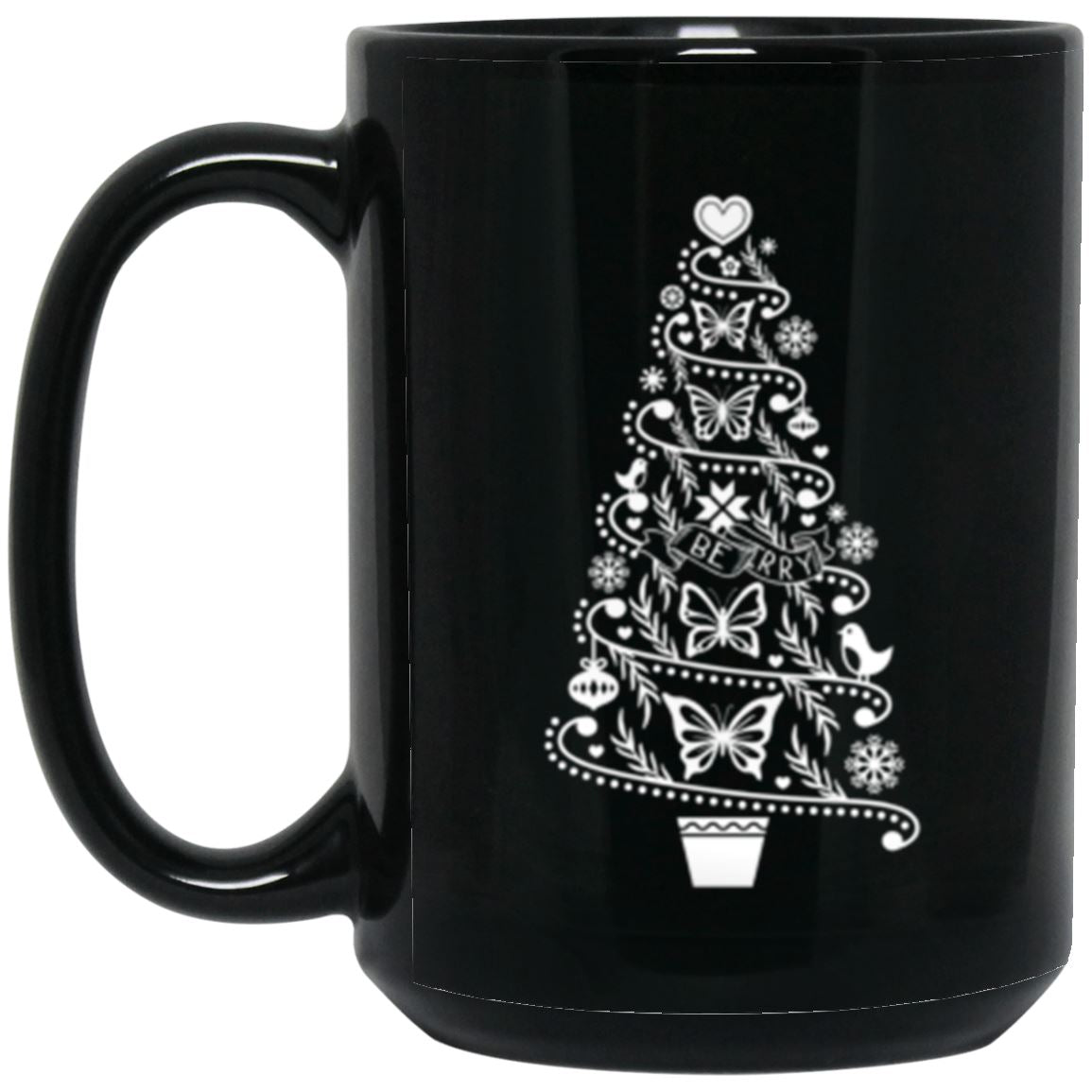 Hygge Christmas Tree Coffee Mug • Cottagecore Cozy Vibes Holiday Mug Drinkware CustomCat 15oz. 