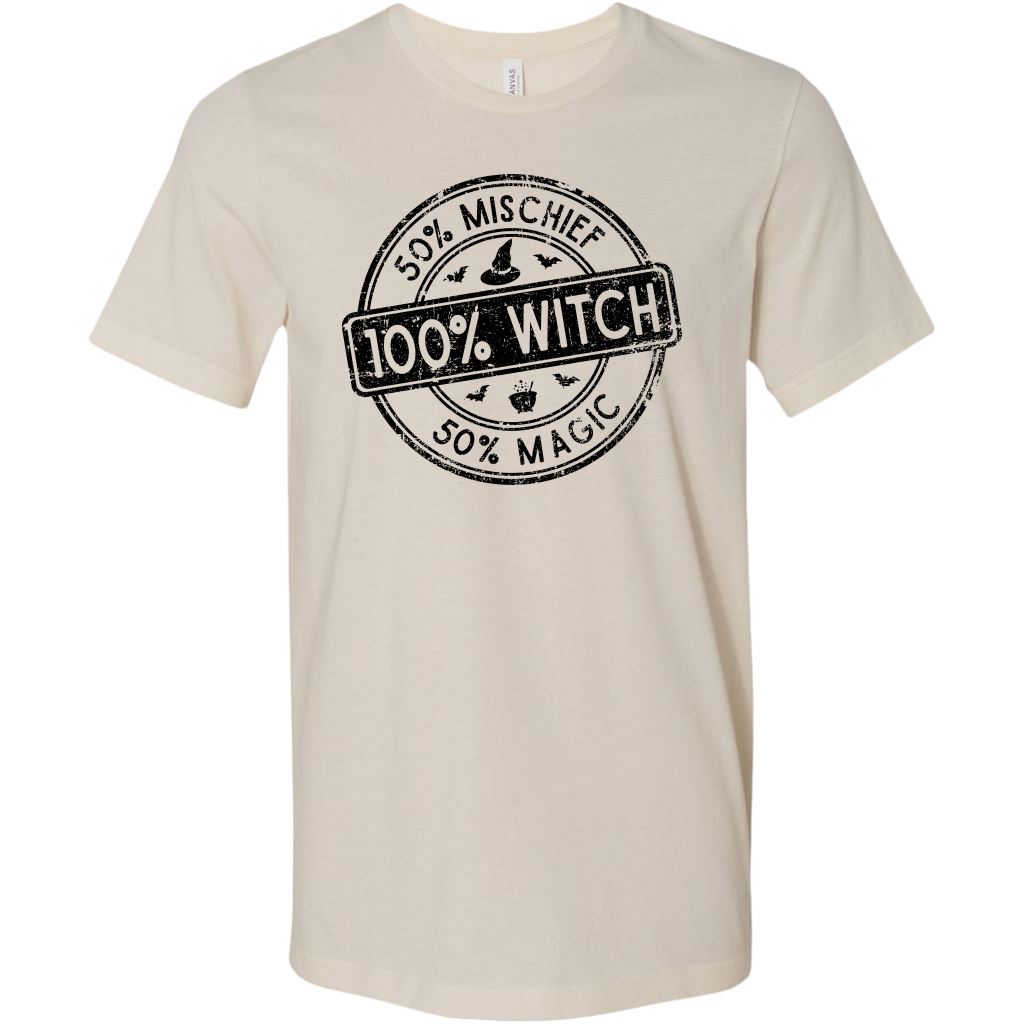 100% Witch Women's Halloween T-shirt T-shirt teelaunch Canvas Mens Shirt Soft Cream S