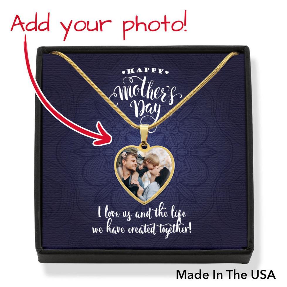 Customizable Photo Pendant • Mother's Day Message Card Jewelry ShineOn Fulfillment Gold No 