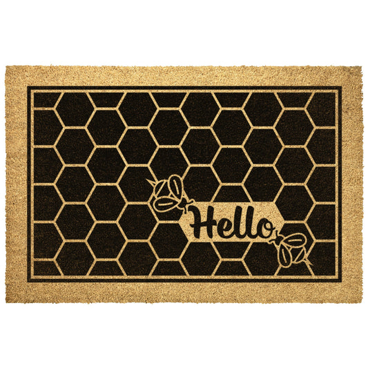 Hello Honey Bee Coir Doormat Home Goods teelaunch 