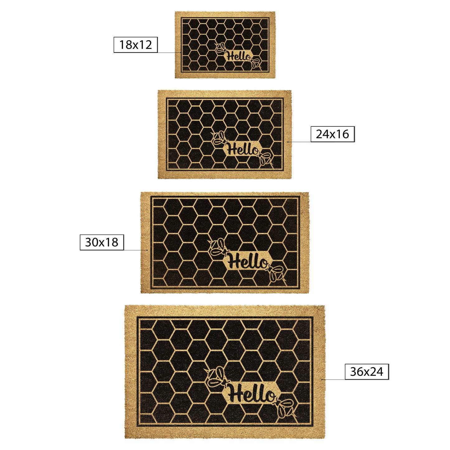 Hello Honey Bee Coir Doormat Home Goods teelaunch 36x24 