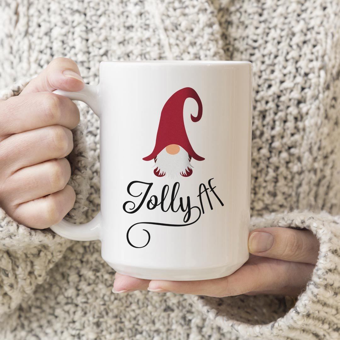 Jolly AF Christmas Gnome Mug Drinkware teelaunch 