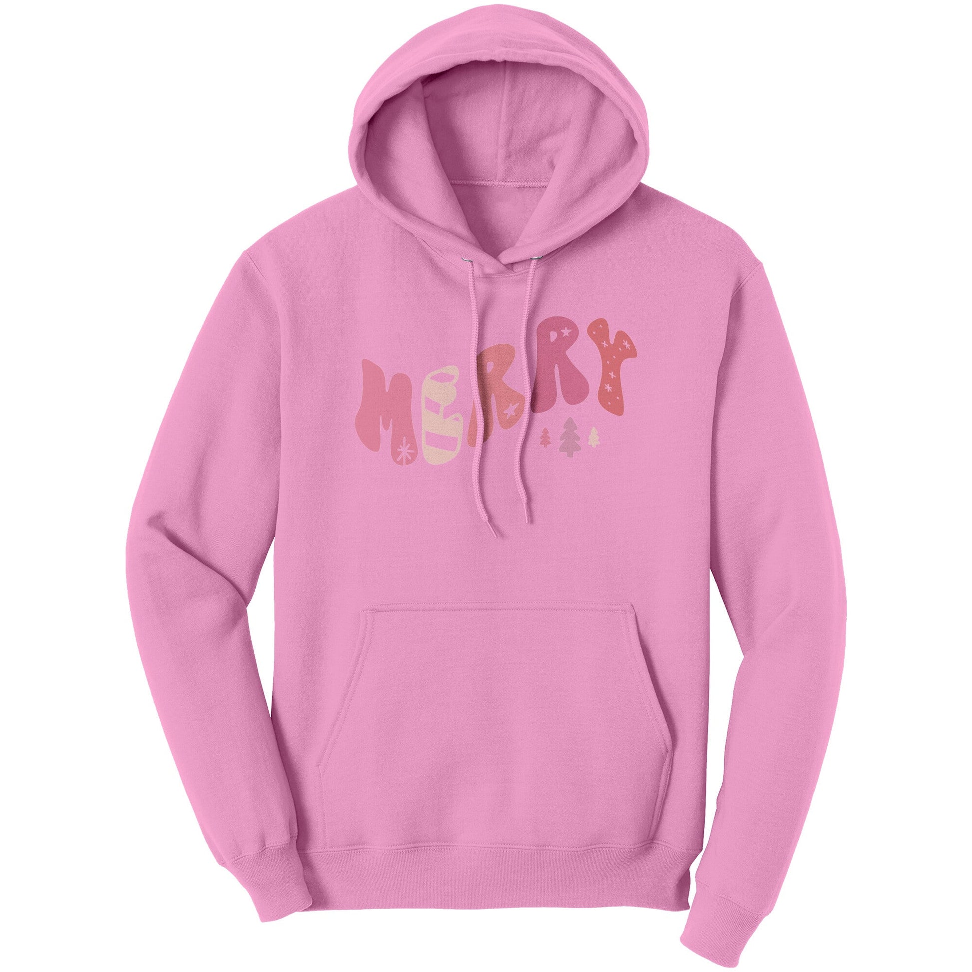 Merry In Pink • Wavy Font • Christmas Hoodie Apparel teelaunch Light Pink S 