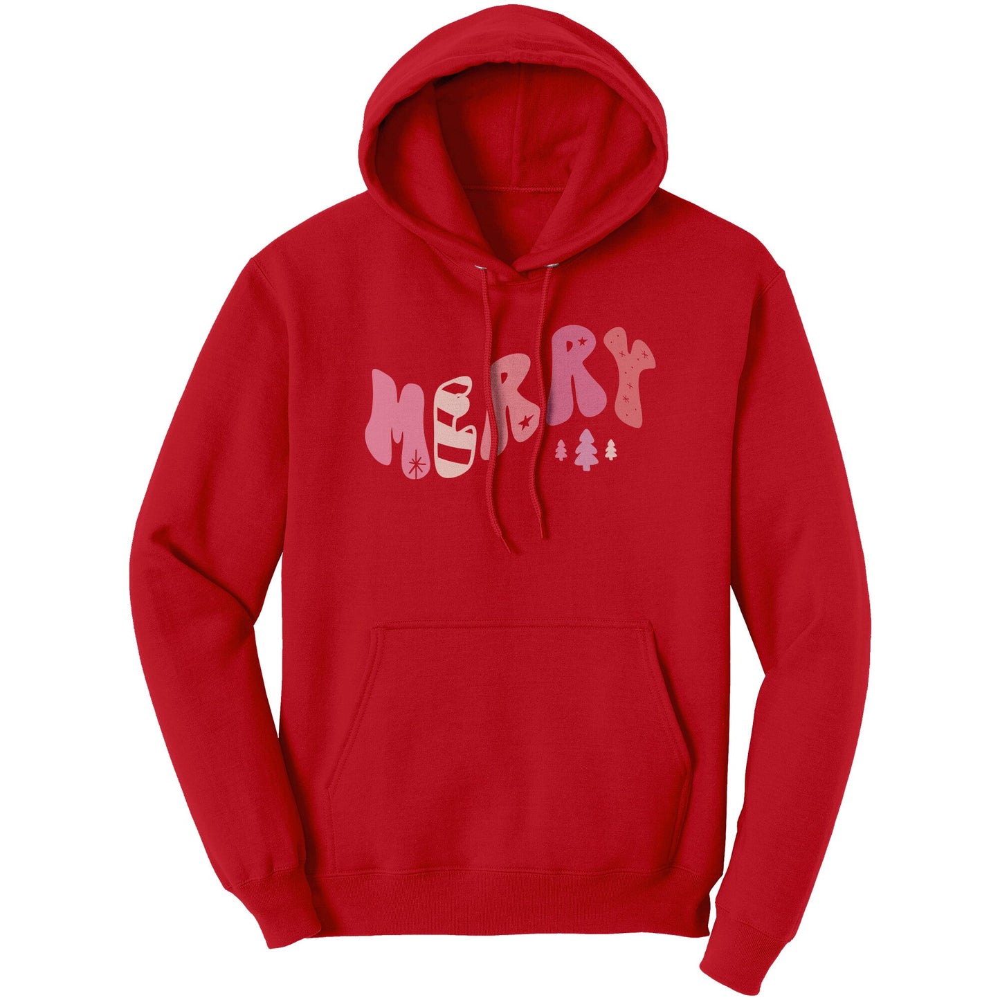 Merry In Pink • Wavy Font • Christmas Hoodie Apparel teelaunch Red S 
