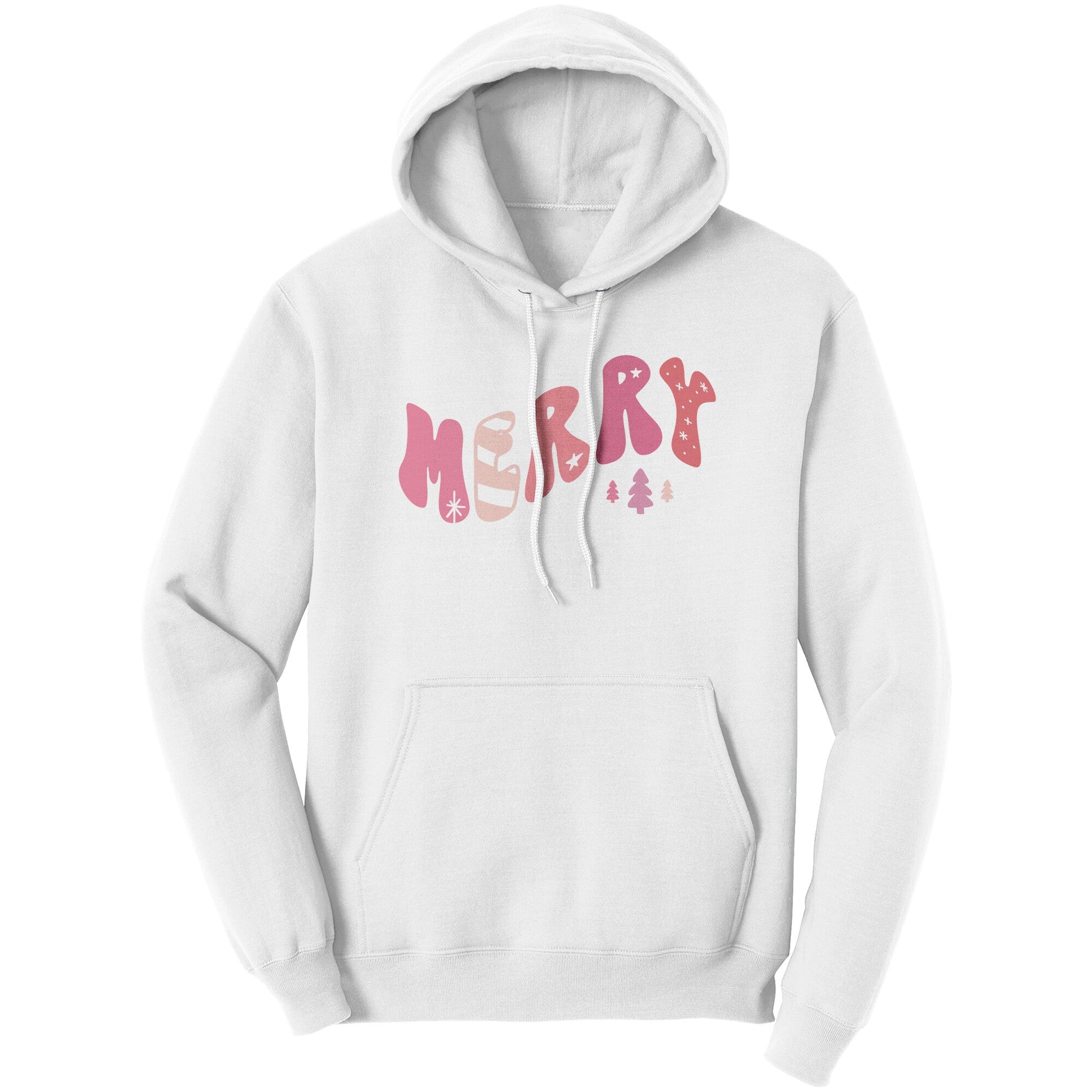 Merry In Pink • Wavy Font • Christmas Hoodie Apparel teelaunch White S 