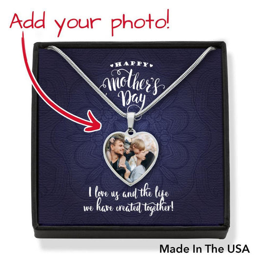 Customizable Photo Pendant • Mother's Day Message Card Jewelry ShineOn Fulfillment Silver No 