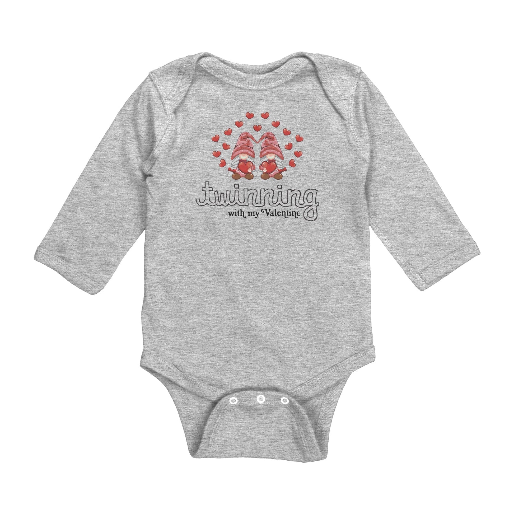 Twinning For Valentines Day • Long Sleeve Onesie Apparel teelaunch Heather NB 