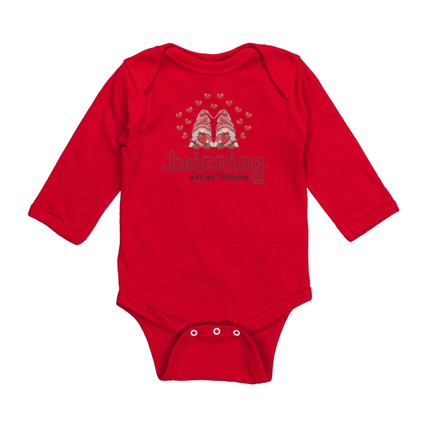Twinning For Valentines Day • Long Sleeve Onesie Apparel teelaunch Red NB 