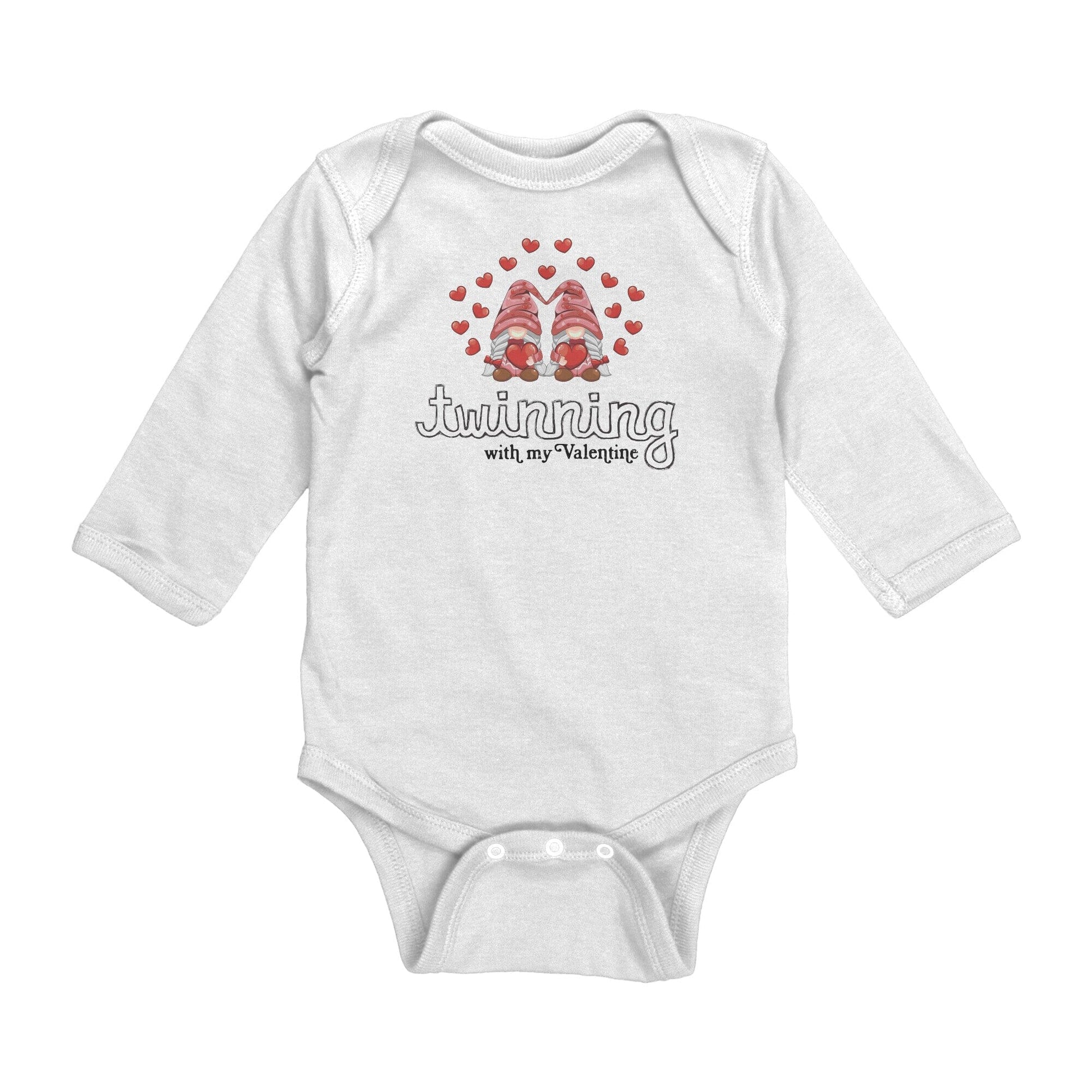 Twinning For Valentines Day • Long Sleeve Onesie Apparel teelaunch White NB 