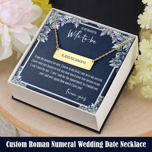 Wife To Be Wedding Date Necklace • Roman Numeral Wedding Date Pendant Jewelry ShineOn Fulfillment 