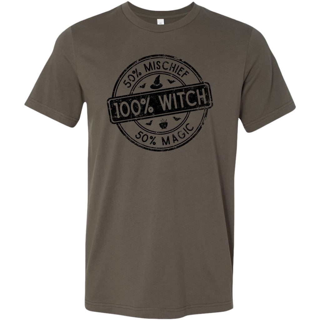 100% Witch Women's Halloween T-shirt T-shirt teelaunch Canvas Mens Shirt Army S