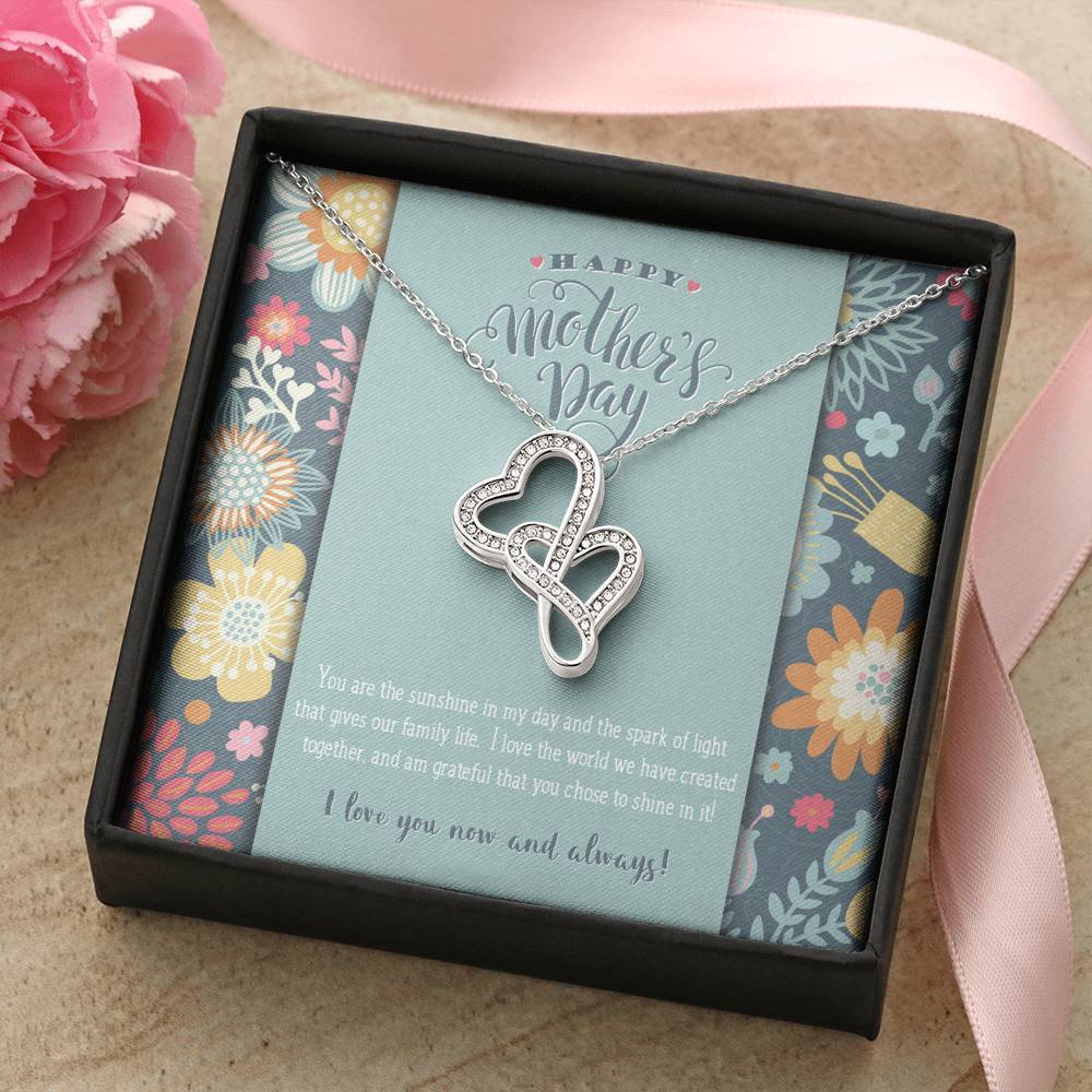 Mother and Child Double Hearts Necklace • To My Wife Message Card Jewelry ShineOn Fulfillment 