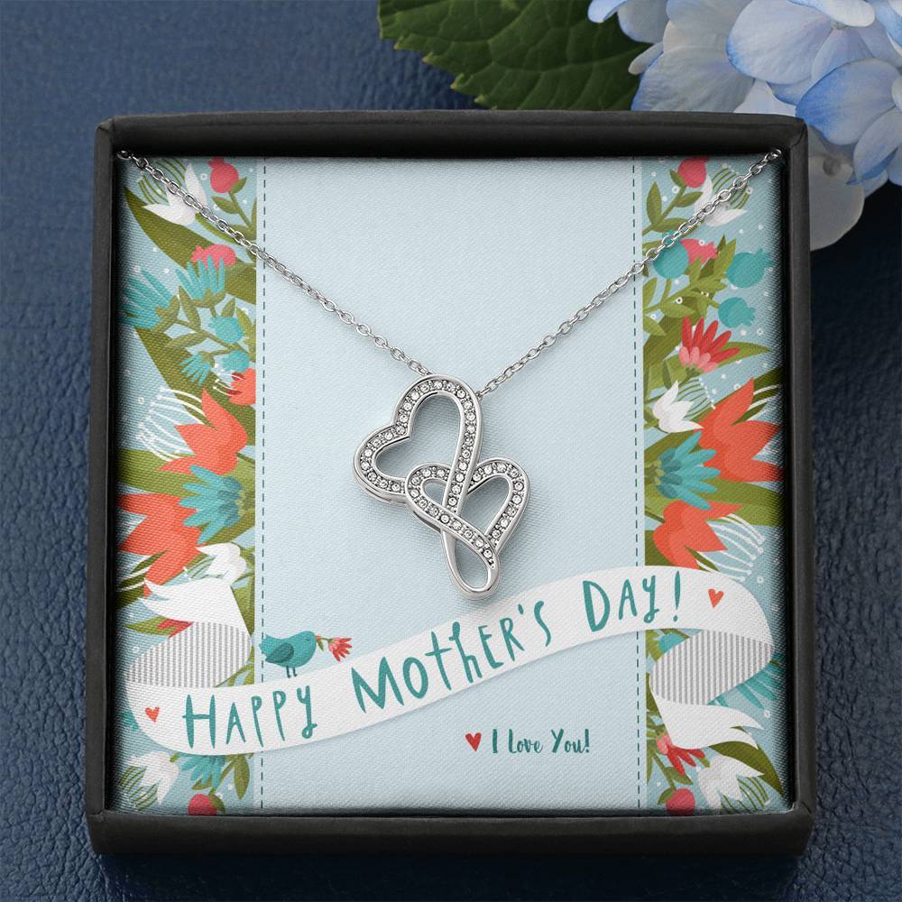 Mother and Child Double Hearts Necklace • Custom Mother's Day Card Jewelry ShineOn Fulfillment 