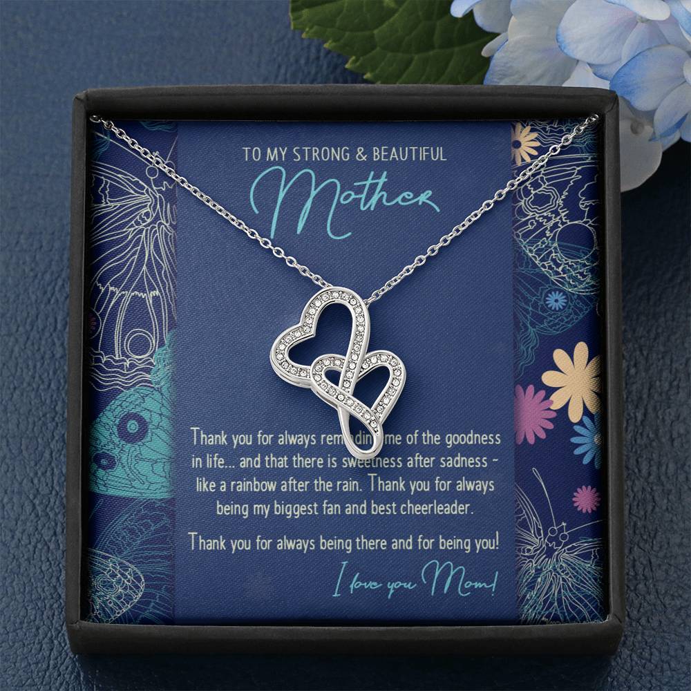 Mother and Child Double Hearts Necklace • To My Mother Message Card Jewelry ShineOn Fulfillment 