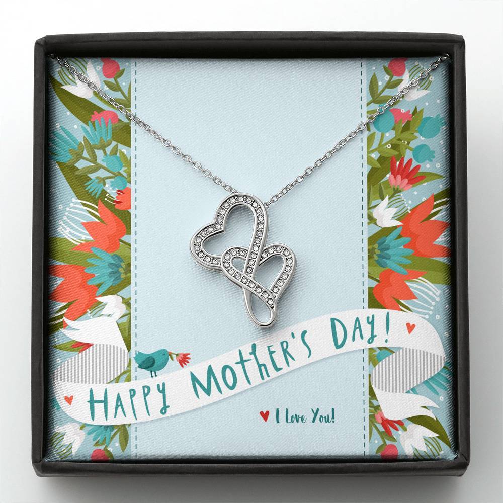 Mother and Child Double Hearts Necklace • Custom Mother's Day Card Jewelry ShineOn Fulfillment Standard Box 