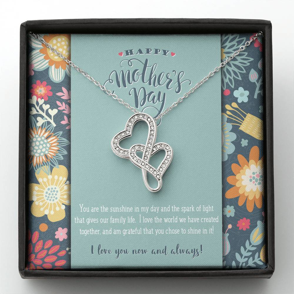 Mother and Child Double Hearts Necklace • To My Wife Message Card Jewelry ShineOn Fulfillment Standard Box 