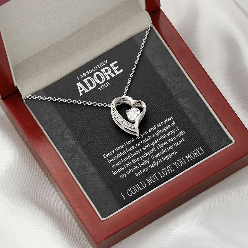 Funny I Adore You Message Card • Heart Pendant Jewelry ShineOn Fulfillment Mahogany Style Luxury Box 