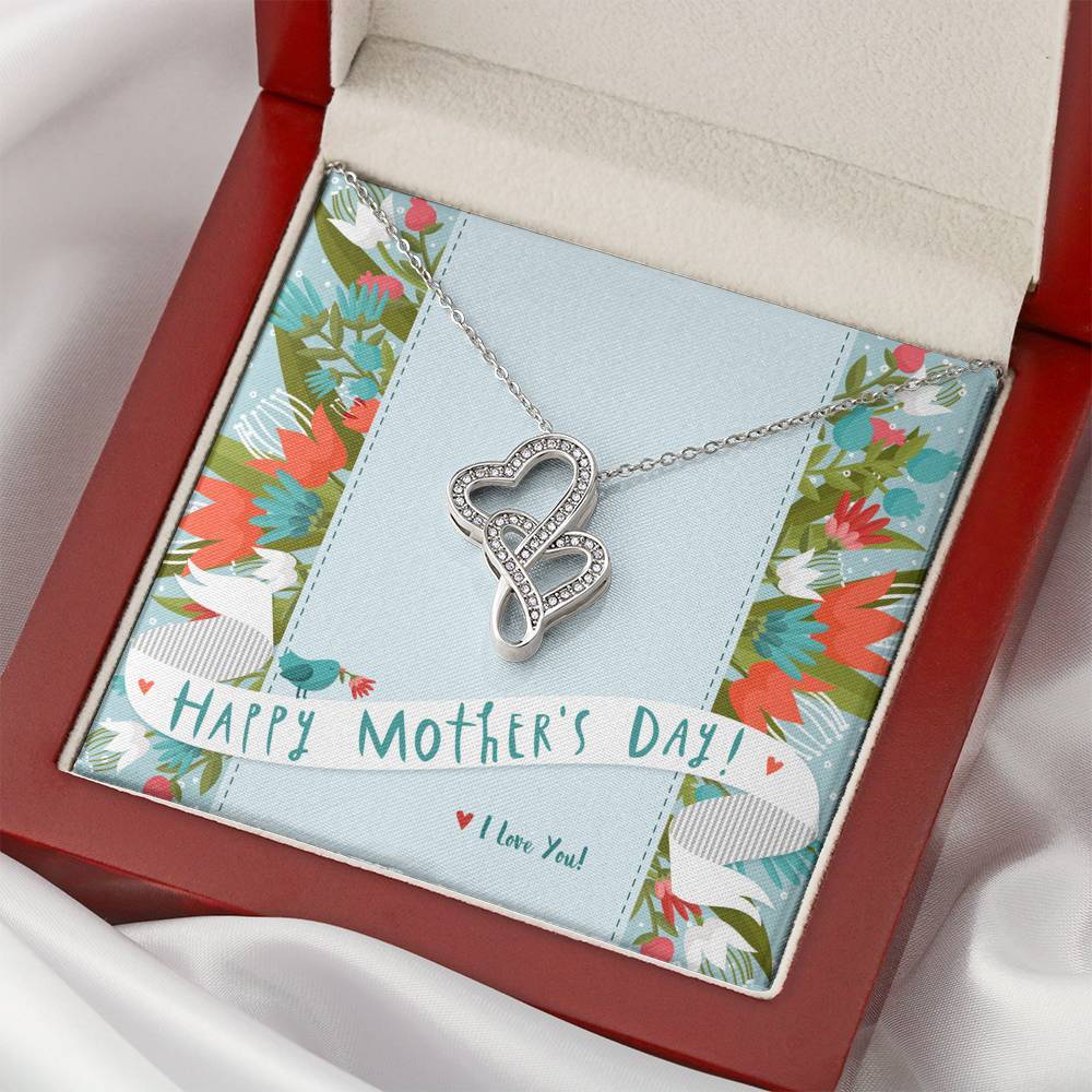 Mother and Child Double Hearts Necklace • Custom Mother's Day Card Jewelry ShineOn Fulfillment Mahogany Style Luxury Box 