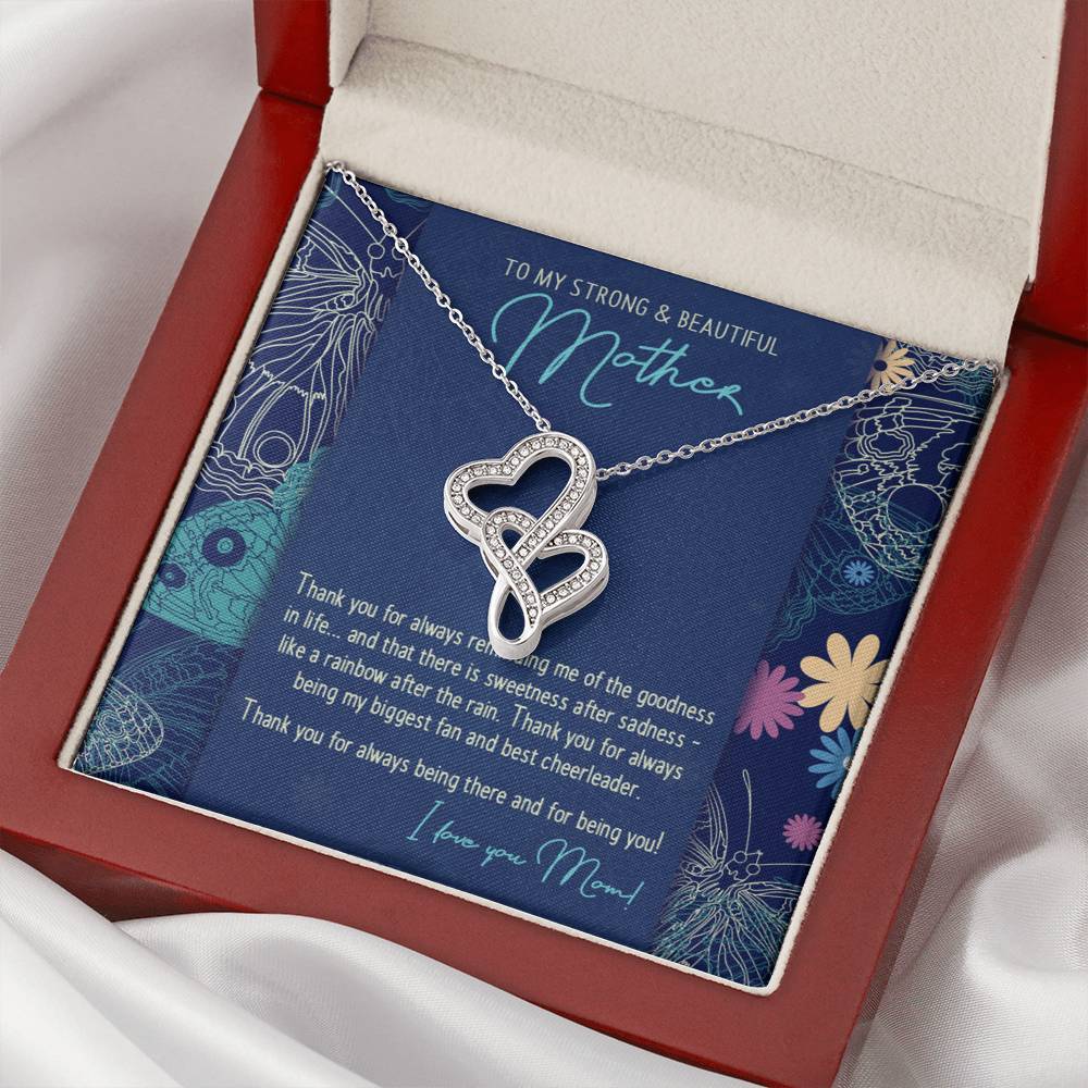 Mother and Child Double Hearts Necklace • To My Mother Message Card Jewelry ShineOn Fulfillment Mahogany Style Luxury Box 