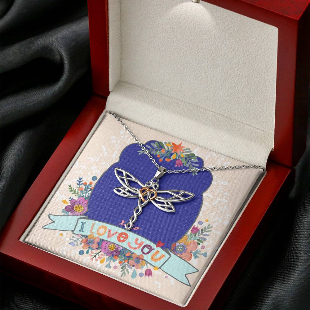 Dragonfly Pendant • I Love You Message Card Jewelry ShineOn Fulfillment 