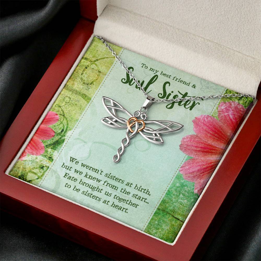 Dragonfly Pendant • Soul Sister Message Card Jewelry ShineOn Fulfillment Mahogany Style Luxury Box 