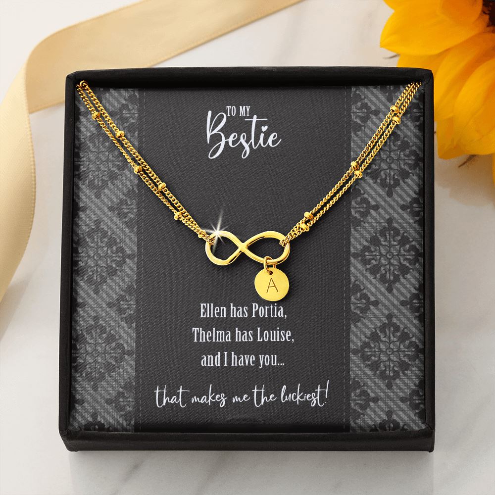 To My Bestie • Ellen & Portia Infinity Charm Bracelet Jewelry ShineOn Fulfillment Gold Dipped Bracelet + 1 Charm 