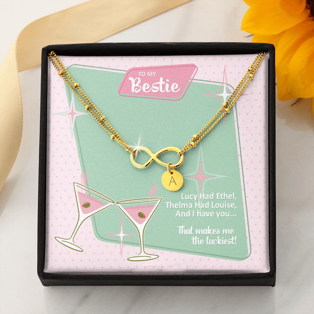 To My Bestie • Lucy & Ethel Infinity Charm Bracelet Jewelry ShineOn Fulfillment Gold Dipped Bracelet + 1 Charm 