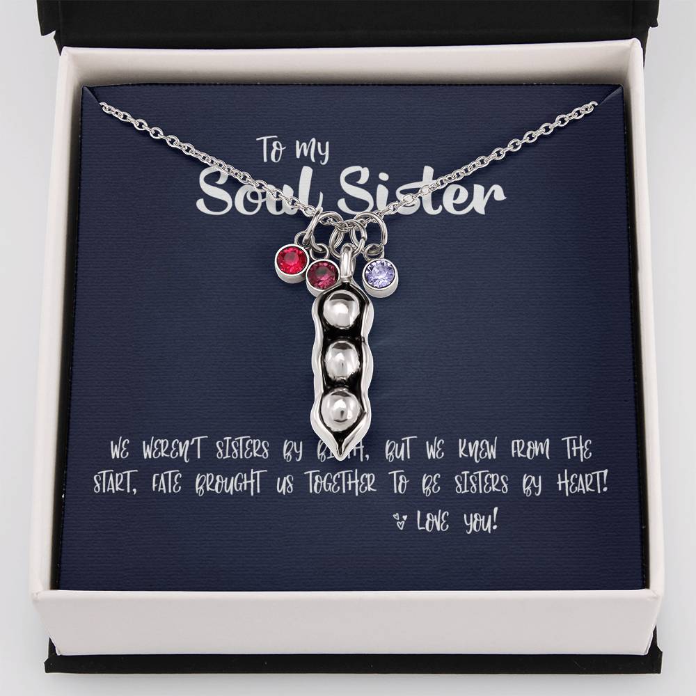 Two Peas In A Pod • Soul Sister Message Card Jewelry ShineOn Fulfillment Necklace - 3 Peas 
