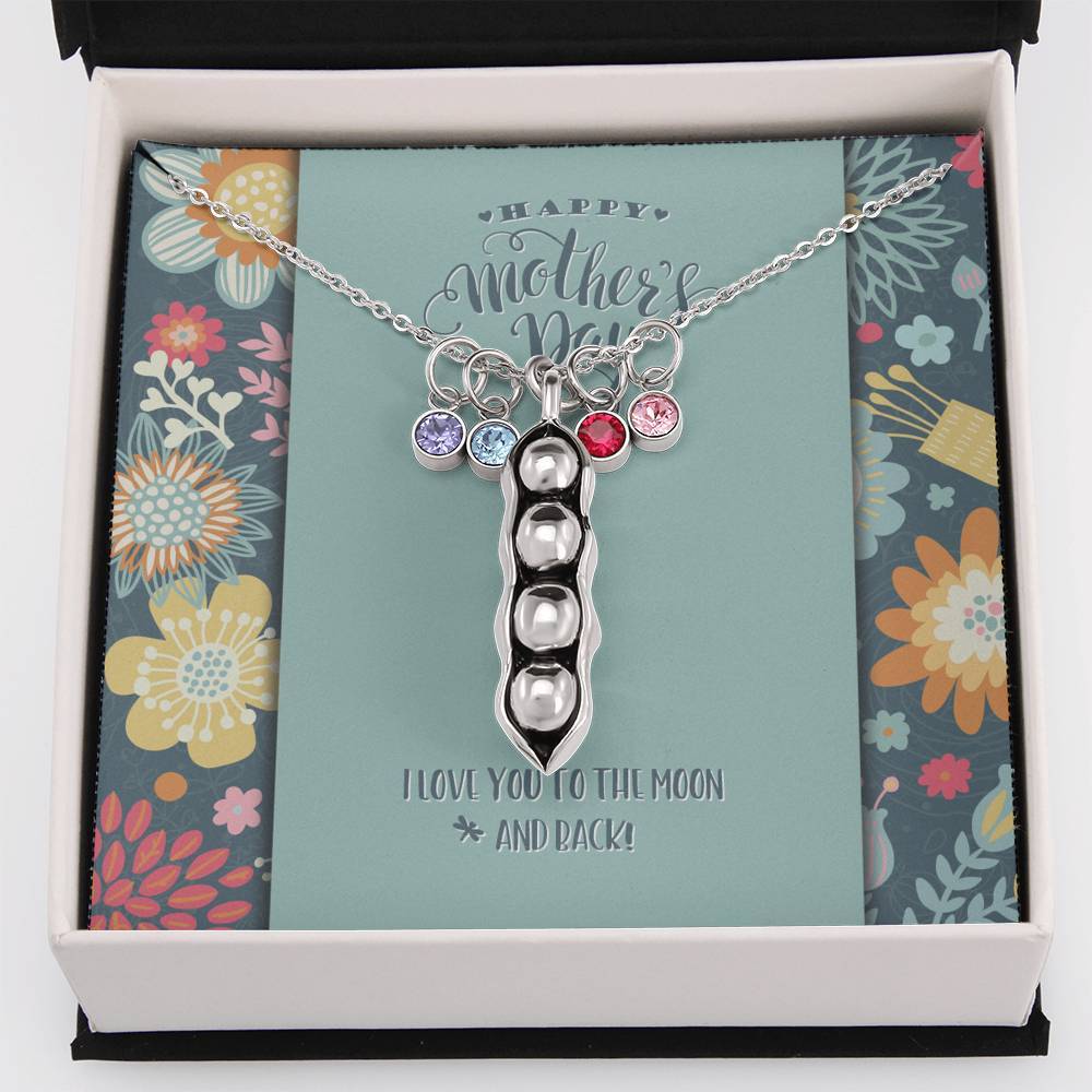 Customizable Peas In A Pod Pendant • Happy Mother's Day Jewelry ShineOn Fulfillment Necklace - 4 Peas 