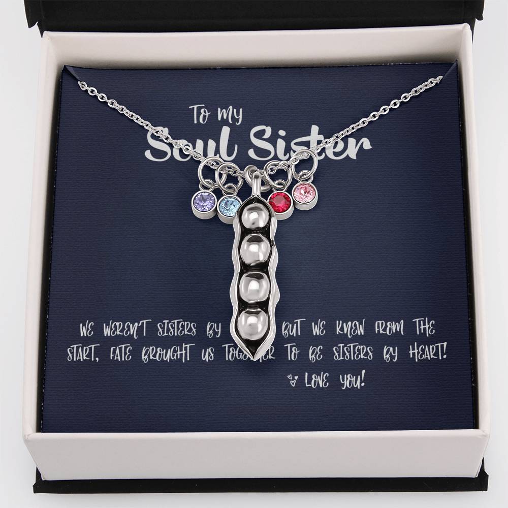 Two Peas In A Pod • Soul Sister Message Card Jewelry ShineOn Fulfillment Necklace - 4 Peas 