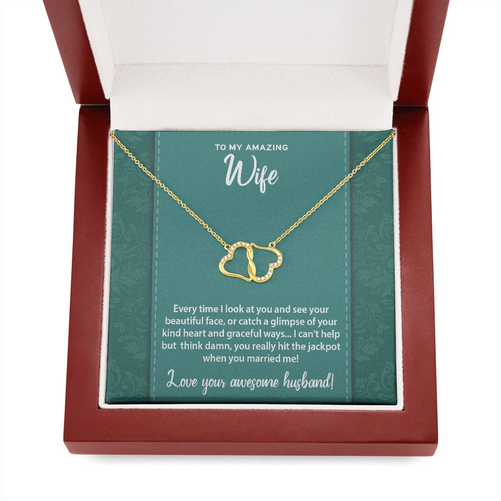 Funny Message To My Wife • Interlocking Hearts Diamond Necklace Jewelry ShineOn Fulfillment 
