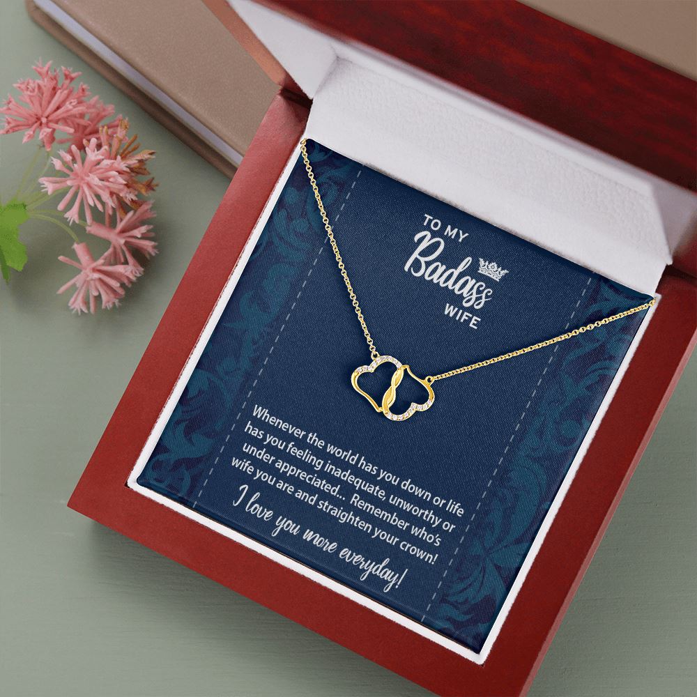 To My Badass Wife • Interlocking Hearts Diamond Necklace Jewelry ShineOn Fulfillment 