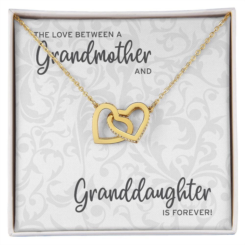 Grandmother Granddaughter Love • Interlocking Hearts Necklace Jewelry ShineOn Fulfillment 18K Yellow Gold Finish Standard Box 