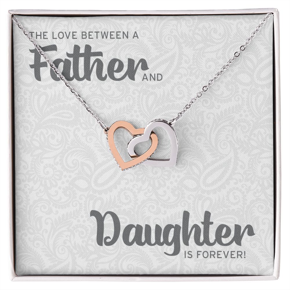 Father Daughter Forever Love • Interlocking Hearts Pendant Jewelry ShineOn Fulfillment Polished Stainless Steel & Rose Gold Finish Standard Box 
