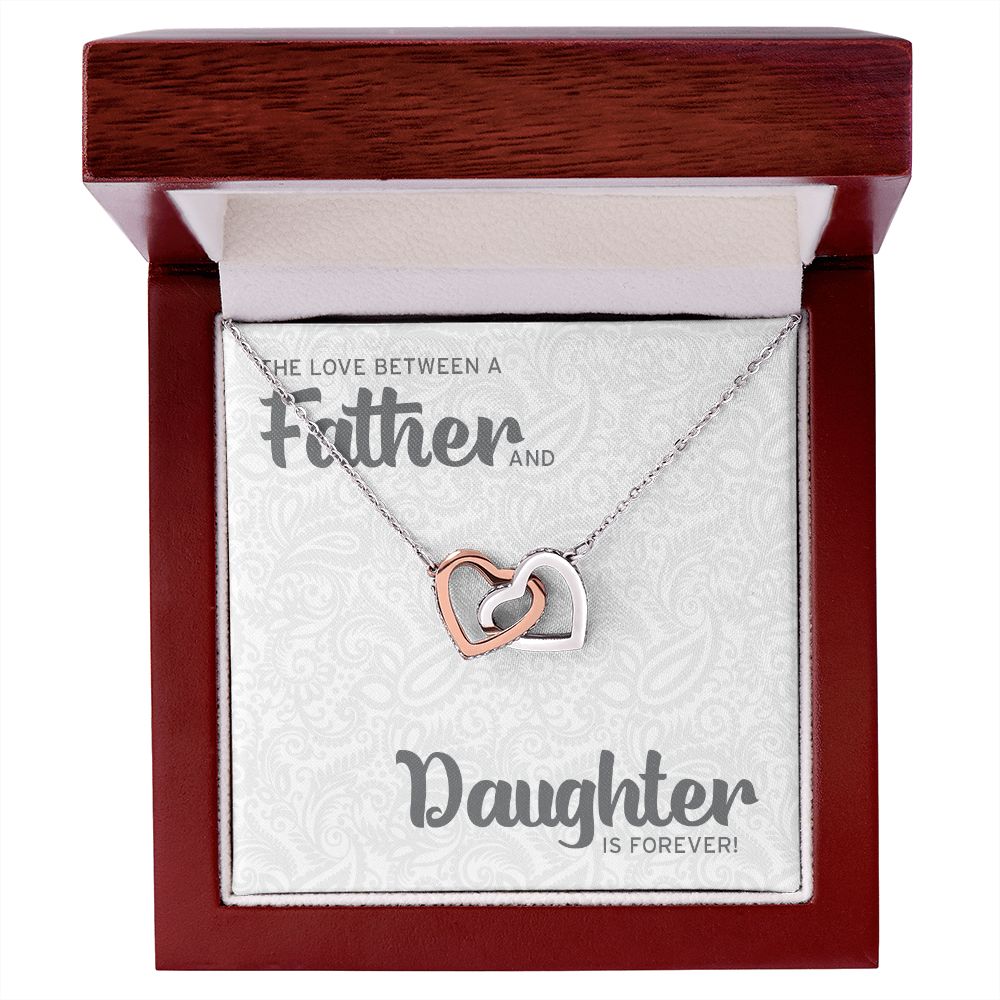 Father Daughter Forever Love • Interlocking Hearts Pendant Jewelry ShineOn Fulfillment Polished Stainless Steel & Rose Gold Finish Luxury Box 