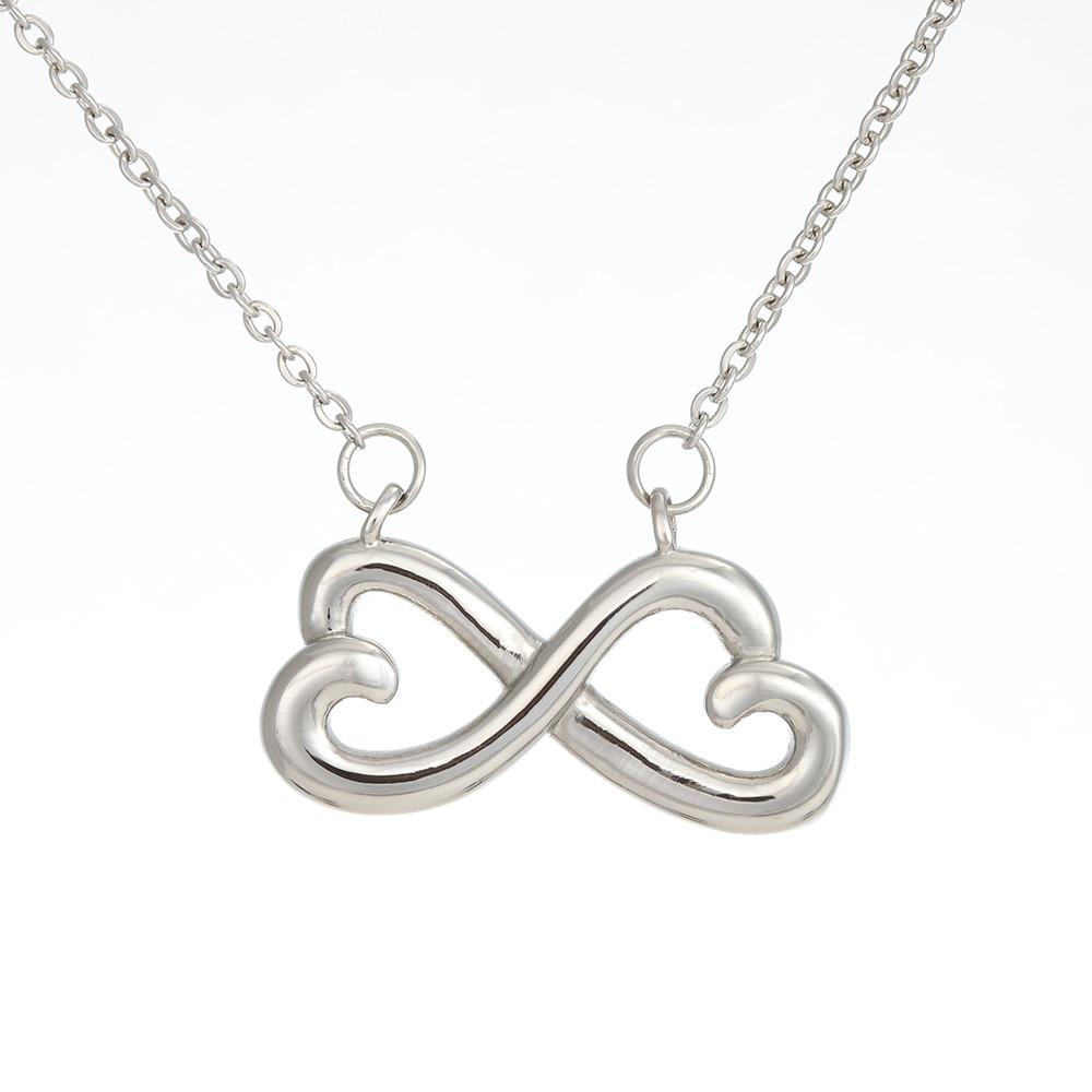 INFINITY HEARTS NECKLACE • HAPPY MOTHER'S DAY MESSAGE CARD Jewelry ShineOn Fulfillment 14k White Gold Finish 