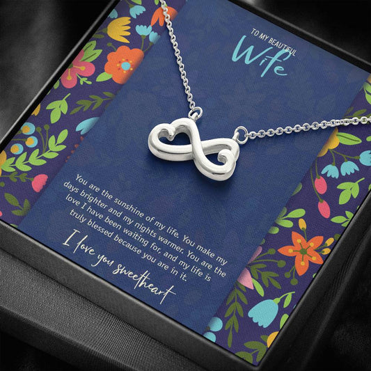 Infinity Hearts Necklace • Custom Message Card To My Wife Jewelry ShineOn Fulfillment Silver 