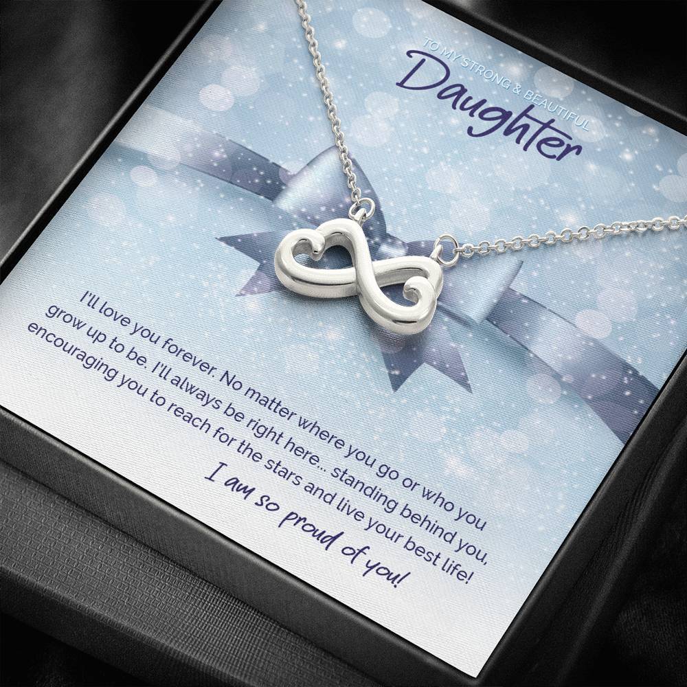 Infinity Hearts Necklace • Custom Message To My Daughter Jewelry ShineOn Fulfillment Silver 