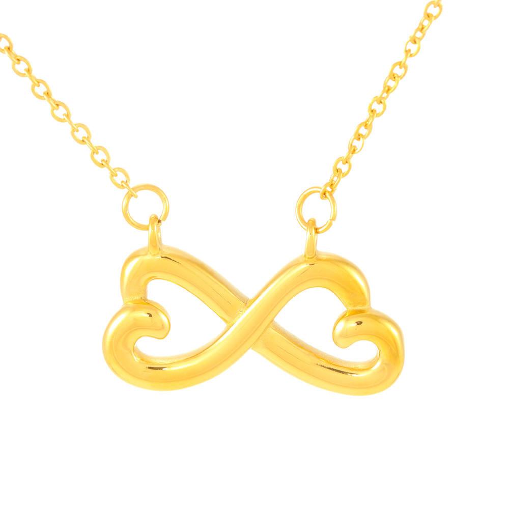 INFINITY HEARTS NECKLACE • HAPPY MOTHER'S DAY MESSAGE CARD Jewelry ShineOn Fulfillment 18k Yellow Gold Finish 