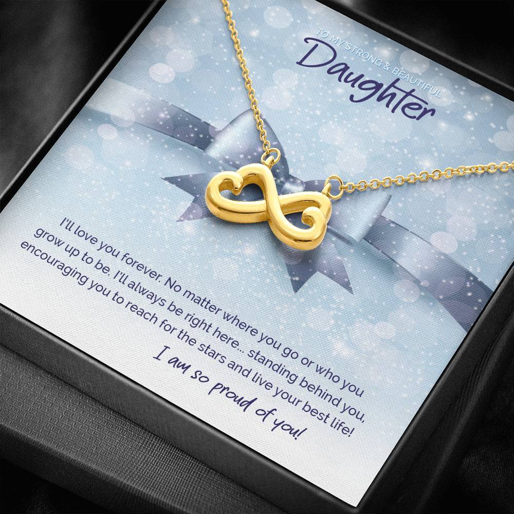 Infinity Hearts Necklace • Custom Message To My Daughter Jewelry ShineOn Fulfillment Gold 