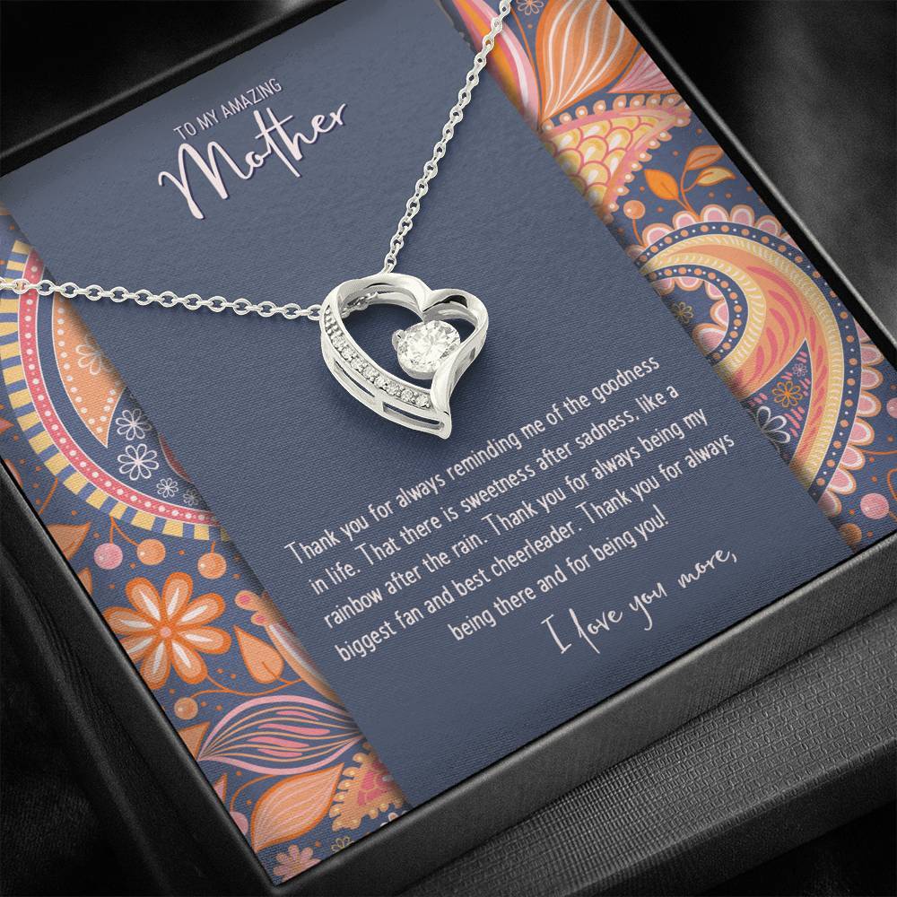 CZ Heart Pendant • Custom Message Card To My Mother Jewelry ShineOn Fulfillment 14k White Gold Finish 
